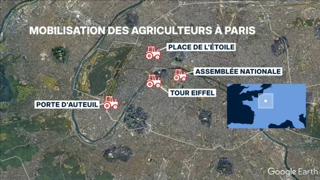农民开着拖拉机，“占领”巴黎市中心？